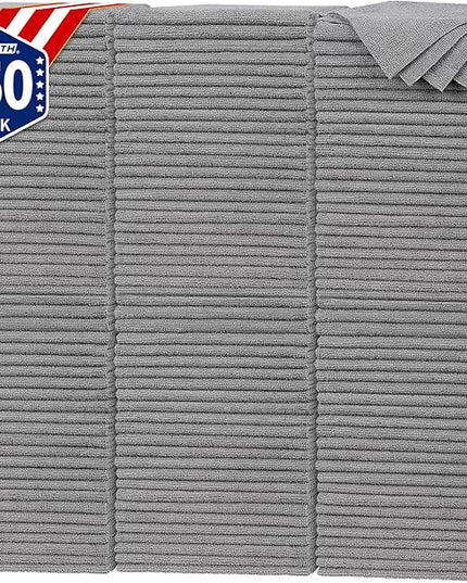FIXSMITH Shop Towels, Pack of 150, Grey Microfiber Cleaning Cloth Bulk, Microfiber Towels for Cars, All-Purpose Absorbent Cleaning Rags, Dust Cloth for Automotive, Mechanic, Garage, 11.5 x 11.5 inch