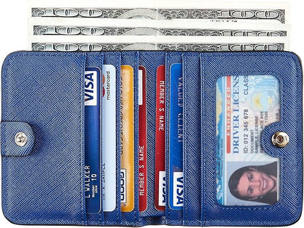 Toughergun Women’s Small Slim Leather Wallet with RFID Protection, Compact Bifold Mini Purse with Clear ID Window