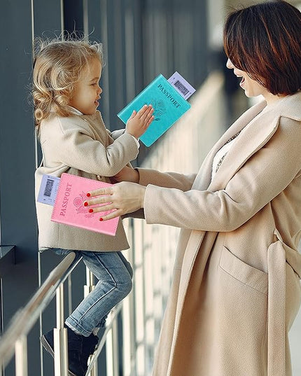 Turquoise & Pink Passport Holder, Cruise Essentials Passport Wallet Cover Case for Family Women Men, Travel Must Haves Passports Book Protector | Cruise Essentials, for Family, Travel Must Haves