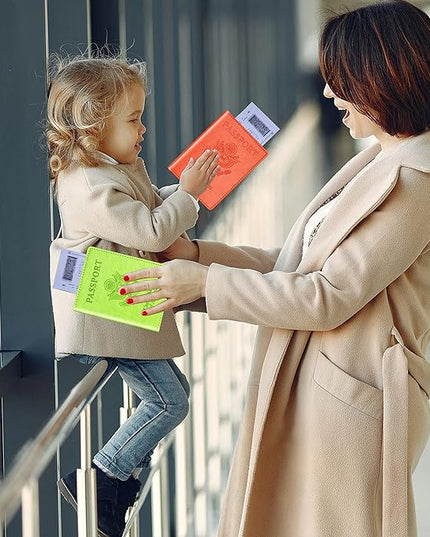 Herain Green & Orange Passport Holder for Travel, Cruise Essentials Passport Wallet Cover Case for Family Women Men, Travel Accessorie Gifts Must Haves Passports Book Protector