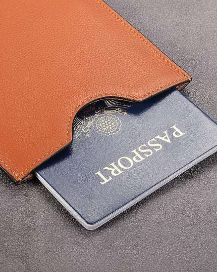 HISCOW Minimalist Passport Sleeve - Italian Calfskin (Tan)