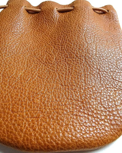 Fantastic Workmanship Genuine Leather Drawstring Coin Purse