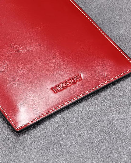HISCOW Minimalist Passport Sleeve - Italian Calfskin (Antiqued Red)