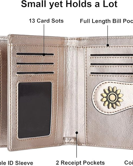 Lavemi Womens Leather Wallet Small Compact RFID Blocking Credit Card Case Purse with Zipper Pocket | Small, Compact, RFID Blocking, Zipper Pocket, Small, Compact