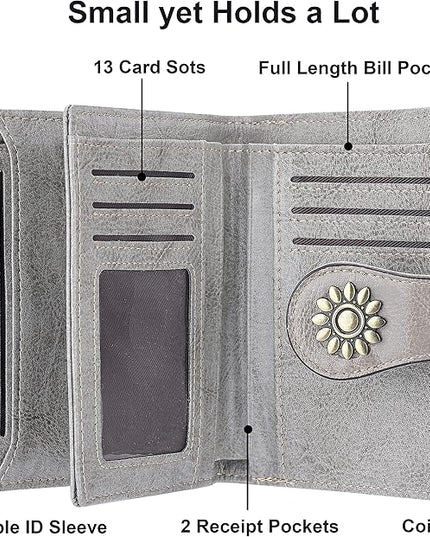Lavemi Womens Leather Wallet Small Compact RFID Blocking Credit Card Case Purse with Zipper Pocket | Small, Compact, RFID Blocking, Zipper Pocket, Small, Compact