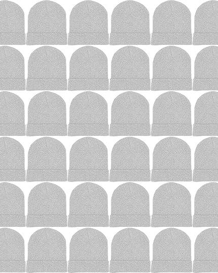 48 Pack Winter Beanies, Bulk Cold Weather Warm Knit Skull Caps, Mens Womens Unisex Hats
