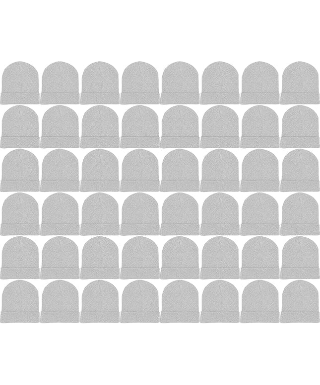 48 Pack Winter Beanies, Bulk Cold Weather Warm Knit Skull Caps, Mens Womens Unisex Hats