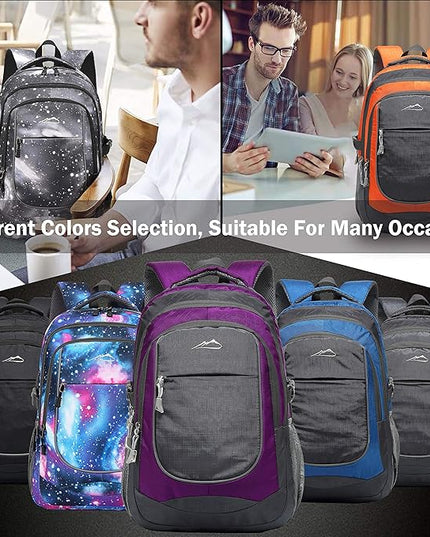 ProEtrade Backpack Bookbag for College Sturdy Travel Business Hiking Fit Laptop Up to 15.6 Inch Multi Compartment Gifts for Men Women Night Light Reflective (Black)