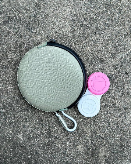 OneJoy Mini Round Coin Purse with Clip on, Lightweight Waterproof Zipper Pouch for Earbuds, Keys, Coins, Compact Travel Storage Case for Women & Men, Xmas Gift [ Olive ]