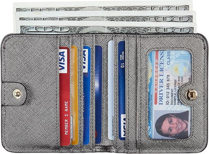 Toughergun Women’s Small Slim Leather Wallet with RFID Protection, Compact Bifold Mini Purse with Clear ID Window