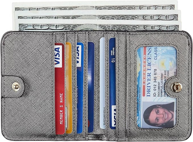 Toughergun Women’s Small Slim Leather Wallet with RFID Protection, Compact Bifold Mini Purse with Clear ID Window