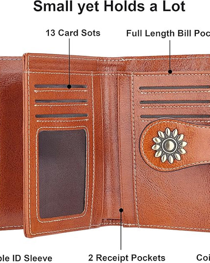 Lavemi Womens Leather Wallet Small Compact RFID Blocking Credit Card Case Purse with Zipper Pocket | Small, Compact, RFID Blocking, Zipper Pocket, Small, Compact