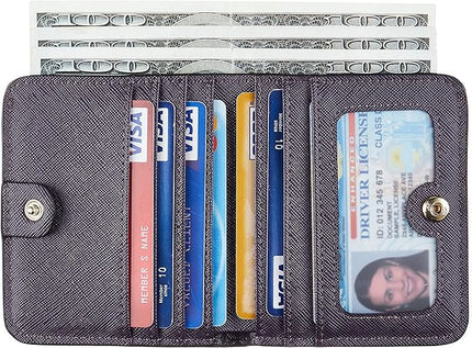 Toughergun Women’s Small Slim Leather Wallet with RFID Protection, Compact Bifold Mini Purse with Clear ID Window