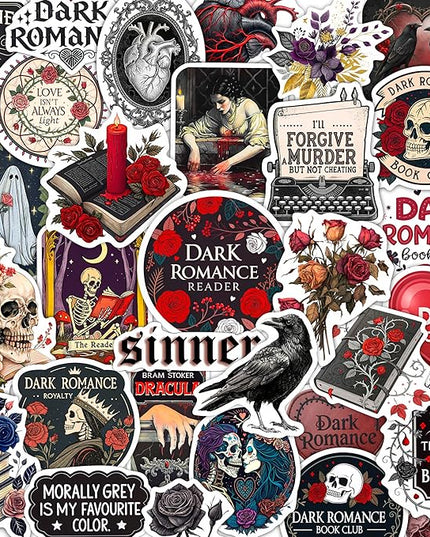 100Pcs Dark Romance Stickers for Water Bottle - Dark Book Stickers, Booktok Decals - Gifts for Book Lovers