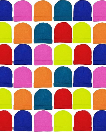 48 Pack Kids Winter Beanies, Warm Cold Weather Hats for Boys Girls Children, School Outdoors, Bulk