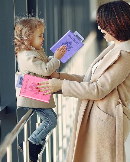 Herain Passport Holder for Travel Cruise Essentials 2 Pcs, Passport Cover Wallet Case Travel Gifts Women Men Family, Passports Book Holders Vacation Accessories Must Haves