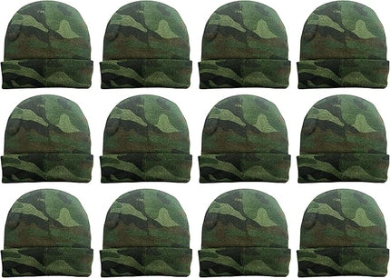 12 Pack Winter Beanie Hats for Men Women, Warm Cozy Knitted Cuffed Skull Cap, Wholesale