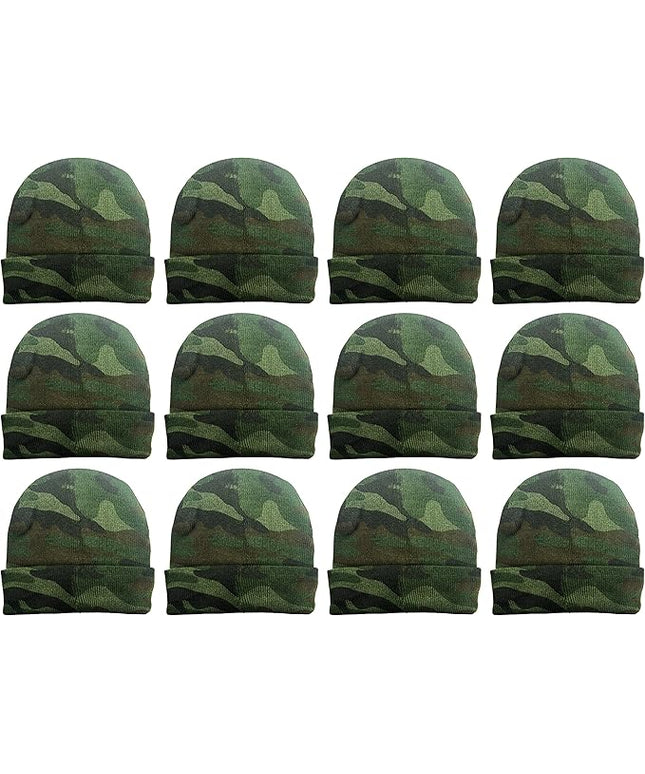 12 Pack Winter Beanie Hats for Men Women, Warm Cozy Knitted Cuffed Skull Cap, Wholesale