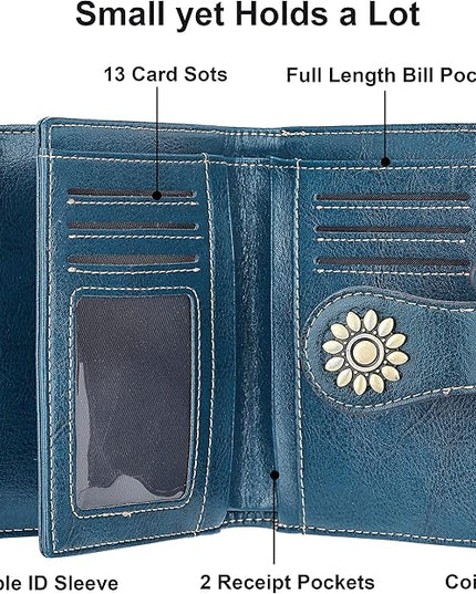 Lavemi Womens Leather Wallet Small Compact RFID Blocking Credit Card Case Purse with Zipper Pocket | Small, Compact, RFID Blocking, Zipper Pocket, Small, Compact
