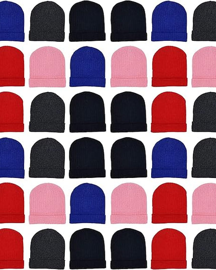 48 Pack Kids Winter Beanies, Warm Cold Weather Hats for Boys Girls Children, School Outdoors, Bulk