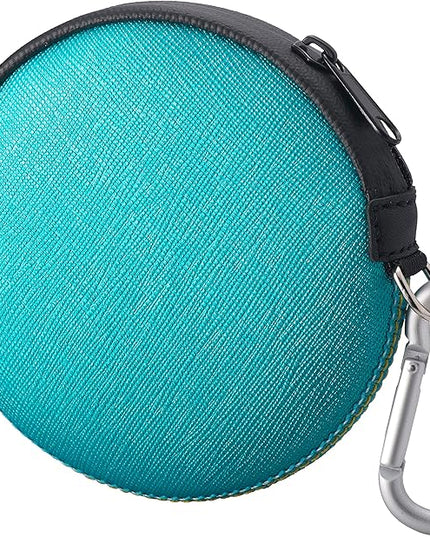 OneJoy Mini Round Coin Purse with Clip on, Lightweight Waterproof Zipper Pouch for Earbuds, Keys, Coins, Compact Travel Storage Case for Women & Men, Xmas Gift [ Bright Blue ]