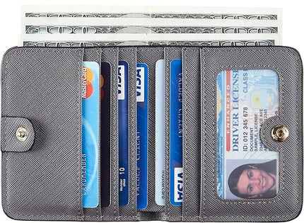 Toughergun Women’s Small Slim Leather Wallet with RFID Protection, Compact Bifold Mini Purse with Clear ID Window