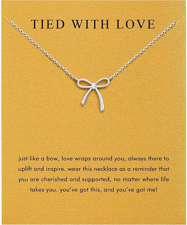 Baydurcan Pendant Necklace for Women Evil Eye Ankh Bow Necklace for Friends Sister Birthday Just Because Christmas Gifts