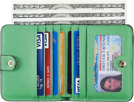 Toughergun Women’s Small Slim Leather Wallet with RFID Protection, Compact Bifold Mini Purse with Clear ID Window