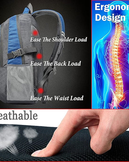 ProEtrade Backpack Bookbag for College Sturdy Travel Business Hiking Fit Laptop Up to 15.6 Inch Multi Compartment Gifts for Men Women Night Light Reflective (Blue)