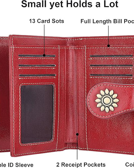 Lavemi Womens Leather Wallet Small Compact RFID Blocking Credit Card Case Purse with Zipper Pocket | Small, Compact, RFID Blocking, Zipper Pocket, Small, Compact