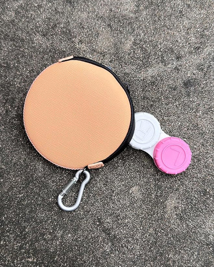 OneJoy Mini Round Coin Purse with Clip on, Lightweight Waterproof Zipper Pouch for Earbuds, Keys, Coins, Compact Travel Storage Case for Women & Men, Xmas Gift [ Peach ]