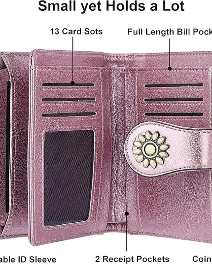 Lavemi Womens Leather Wallet Small Compact RFID Blocking Credit Card Case Purse with Zipper Pocket | Small, Compact, RFID Blocking, Zipper Pocket, Small, Compact