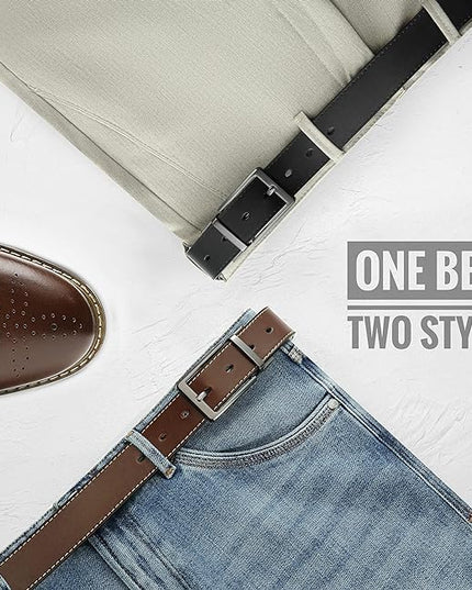 CHAOREN Reversible Belt Men 1 Piece - 1.25" Leather Dress Belt - Trim to Fit for Elegant Style