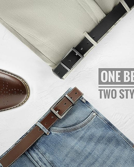 CHAOREN Reversible Belt Men 1 Piece - 1.25" Leather Dress Belt - Trim to Fit for Elegant Style