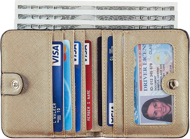 Toughergun Women’s Small Slim Leather Wallet with RFID Protection, Compact Bifold Mini Purse with Clear ID Window