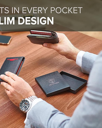 TRAVANDO Money Clip Wallet RIO - Mens Wallets slim Front Pocket RFID Blocking Card Holder Minimalist Mini Bifold Gift Box