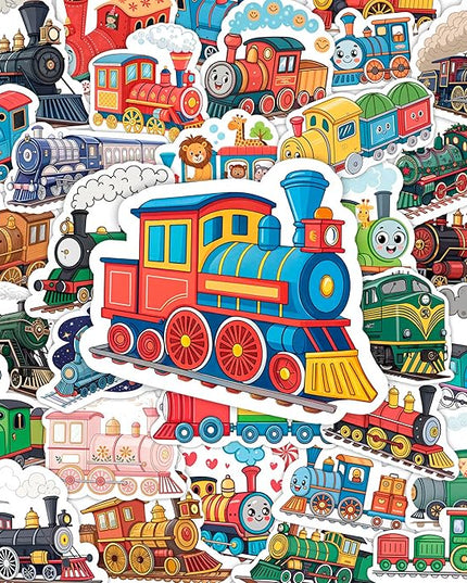100Pcs Train Stickers for Water Bottle - Train Party Supplies & Decorations - Railroad Stickers - Gift for Women & Men