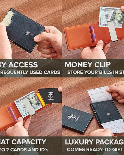 TRAVANDO Money Clip Wallet RIO - Mens Wallets slim Front Pocket RFID Blocking Card Holder Minimalist Mini Bifold Gift Box
